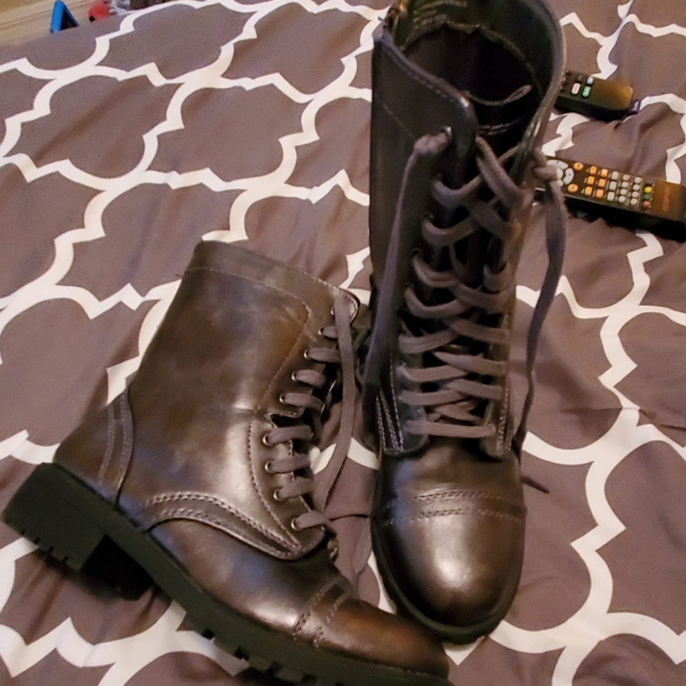Metallic gray boots size 8.5